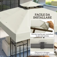 Outsunny Copertura per Gazebo da Giardino 3x3m UPF30+ a 2 Livelli in Poliestere Grigio Chiaro(m-4)