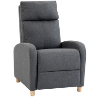 HOMCOM Sillón Relax Reclinable Manual 135° con Reposapiés en Tejido Efecto Lino Patas de Madera Gris Oscuro(m-1)