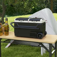 HOMCOM Nevera Portátil 40L con Doble Zona Refrigerador de Coche -20℃-20℃ 12/24V DC y 100-240V AC 80x47,5x46,6cm Negro(m-10)