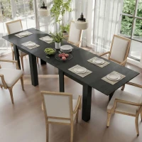 HOMCOM Table à Manger Extensible pour 4-6 Personnes en Bois et Acciaio, 140x80x77.5 cm, Noir(m-5)