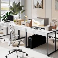 HOMCOM Bureau 100 x 50 cm Table d'ordinateur / Bureau avec 2 tiroirs, pour petits espaces, Noir(m-4)