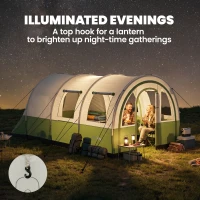 Outsunny Three Man Duo Room Tunnel Tent, with Accessories - Cream/Green(m-5)