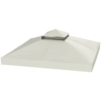 Outsunny Copertura per Gazebo da Giardino 3x3m UPF30+ a 2 Livelli in Poliestere Grigio Chiaro(m-10)
