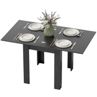 HOMCOM Table à Manger Extensible pour 4-6 Personnes en Bois et Acciaio, 140x80x77.5 cm, Noir(m-8)
