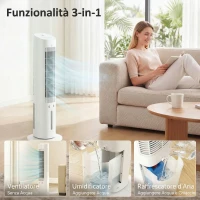 HOMCOM Raffrescatore d'Aria 3-in-1, Torre, Serbatoio 3 Litri, Portatile, Bianco.(m-4)