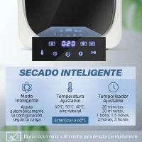 HOMCOM Secadora de Evacuación 4 kg 800W con Pantalla Táctil Control de Tiempo y Temperatura Función Antiarrugas Blanco(m-4)