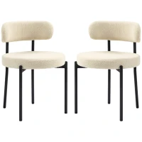 HOMCOM Set di 2 Sedie Sala da Pranzo in Tessuto Sherpa, Sedie da Cucina con Gambe in Acciaio, Sedia Imbottita per Cucina(m-11)