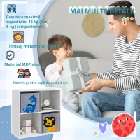 ZONEKIZ Raft de depozitare pentru copii, Cuburi, Sertare, MDF, Protecție împotriva răsturnării, Alb(m-4)