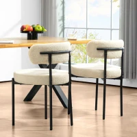 HOMCOM Set di 2 Sedie Sala da Pranzo in Tessuto Sherpa, Sedie da Cucina con Gambe in Acciaio, Sedia Imbottita per Cucina(m-7)