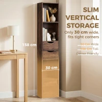 HOMCOM Bookcase with Drawers Adjustable Shelf Bookshelf with 2 Drawers and Cabinet 158 cm Rustic Brown(m-4)
