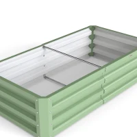 Outsunny Carré Potager de Jardin Rectangulaire, Tôle d'Acier Ondulée, 120 x 60 x 30,5 cm, Vert(m-12)