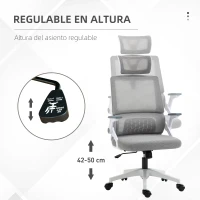 Vinsetto Silla de Oficina de Malla Silla de Escritorio Giratoria Altura y Reposacabezas Ajustable 58x61x102-119 cm Gris(m-4)