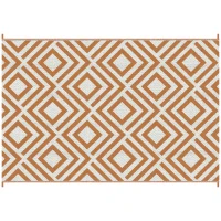 Outsunny Reversible Outdoor Rug, Plastic Straw Mat w/ Carry Bag Ground Stakes for Garden RV Picnic Beach Camping 182x274cm Brown(m-10)