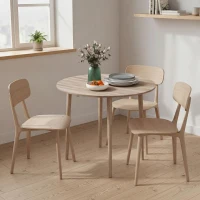 Homcom Masa Plianta Rotunda – Bucatarie Mica, Design Natur(m-7)