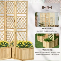 Outsunny verhoogd bed met opklapbaar hekwerk, plantenbak met privacyscherm 133x165 cm(m-4)