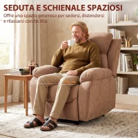 HOMCOM Poltrona Reclinabile Manuale in Tessuto con Poggiapiedi e Braccioli Imbottiti, Marrone Scuro(m-5)