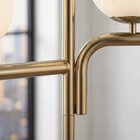HOMCOM LED-vloerlamp, moderne lamp met 3 kleurtemperaturen, glazen kappen en voetschakelaar, goud(m-10)