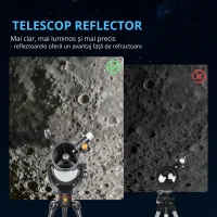 Outsunny Telescop reflector, obiectiv 114 mm, 2 oculare, lunetă de căutare, aluminiu, albastru închis(m-6)