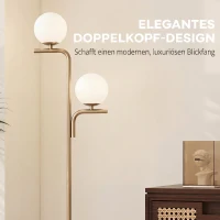 HOMCOM LED-vloerlamp, moderne lamp met 3 kleurtemperaturen, glazen kappen en voetschakelaar, goud(m-4)