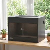 PawHut Terrario per rettili in legno OSB con porta in vetro, serratura e coperchio, nero(m-10)