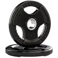 SPORTNOW Hantelscheibe, 2er-Set, 5 kg pro Scheibe, drei Griffe, bodenschonender Gummimantel, Metall(m-12)
