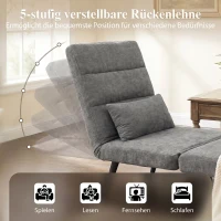 HOMCOM Slaapfauteuil, 3-in-1 opvouwbare chenille eenzitsfauteuil met Click-Clack-rugleuning, grijs(m-5)