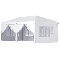 Pavilion de grădină 6x3 m pliabil cu 6 pereți alb