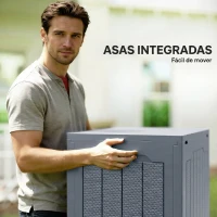 Outsunny Baúl de Jardín con Asas Contenedor para Herramientas Impermeable 56x41x50 cm Gris Claro(m-5)