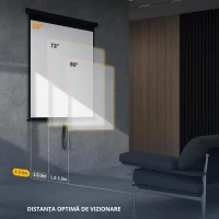 HOMCOM Ecran de proiecție TV și Home Cinema de 85 de inci video proiector 1:1 4K HD, 146L x 146Î cm(m-6)