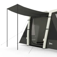 Outsunny Tente Gonflable de Camping 4 Personnes Blackout Tente à Air 5,8m de Long 2 Chambres et Séjour 580x270x202cm Gris Foncé(m-11)