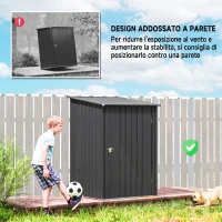 Outsunny Casetta da Giardino Porta Attrezzi in Acciaio Galvanizzato con Porta, 100x104x160 cm, Grigio Scuro(m-5)