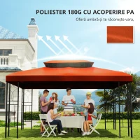 Outsunny Acoperiș de Înlocuire pentru Pavilionuri de Grădină 3x4m Poliester Culoare Cafea(m-5)