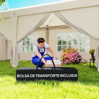 Outsunny Carpa de jardín exterior 6x3m carpa plegable con paneles anti-UV Altura ajustable con Bolsa de transporte beige(m-7)