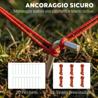 Outsunny Tenda Campeggio a Tunnel per 2-4 Persone Alta 200cm con 2 Stanze, Impermeabile 3000mm per Trekking, Azzurro(m-9)