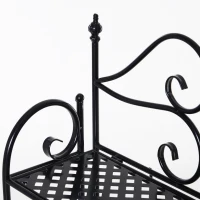 Outsunny Blumenständer, Regal, dreistöckig, klappbar, Metallrahmen, schwarz, 56 x 30 x 114cm(m-7)