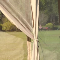 Outsunny Gazebo Pieghevole 405x340x285 cm con Zanzariera Doppio Tetto beige(m-8)
