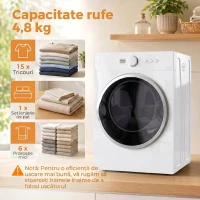 HOMCOM Mini Uscător de Rufe Portabil 4,8 kg, 1020W, Încălzire PTC, Timer, Alb(m-5)