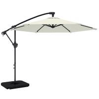 Outsunny Zweefparasol ca. Ø300 cm met vergrendelingsmechanisme, slinger, standaard en gewichten, crème