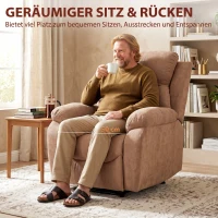HOMCOM Relaxfauteuil, TV-stoel met ligfunctie, linnenlook, voor woonkamer en slaapkamer, donkerbruin(m-5)