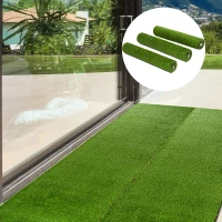 Outsunny Set de 3 Rollos Césped Artificial para Jardín 3x1m 20mm Estera de Hierba Sintética para Terraza Alfombra de Césped Tacto Cómodo Reciclable Interior(m-2)