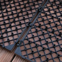 Outsunny 27 Pcs Solid Wood Interlocking Decking Tiles For Patio, Balcony, Roof Terrace, Hot Tub, Brown, (30 x 30 cm Per Piece)(m-11)