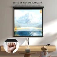 HOMCOM Ecran de proiecție TV și Home Cinema de 85 de inci video proiector 1:1 4K HD, 146L x 146Î cm(m-4)