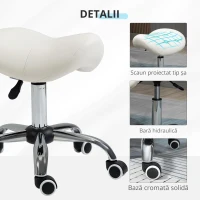 HOMCOM scaun pentru salon, tip sa 52×53×49-61cm, crem(m-4)