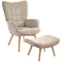 HOMCOM Fotoliu cu Suport pentru Picioare în Stil Contemporan, din Material Textil cu Efect de Catifea, 72x80x101 cm, Maro Deschis(m-12)
