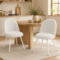 HOMCOM Juego de 2 Sillas de Comedor de Terciopelo con Asiento Acolchado Blanco(m-4)