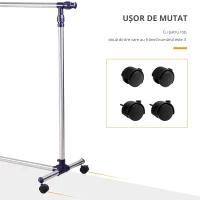 Homcom Cuier Reglabil cu Roti – Inox 160×170 cm, Mobil & Robust(m-5)