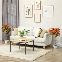 Outsunny Plantă artificială de trandafir cu 21 de flori, ghiveci umplut cu ciment și mușchi, Ø18x90 cm, portocalie(m-10)