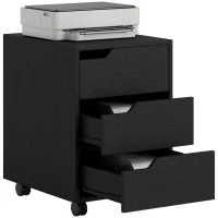 HOMCOM Bloco de Gavetas para Escritório Móvel de Escritório Bloco de Gavetas com 3 Gavetas e 4 Rodas 40x50x57,5 cm Preto(m-11)