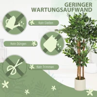 HOMCOM Kunstbanyanboom – Kunstplant met Massief Houten Stam en Pot – Voor Woonkamer, Slaapkamer of Kantoor – 55 x 55 x 120 cm – Groen(m-5)