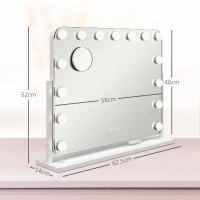 HOMCOM LED-cosmeticaspiegel, 3 lichtmodi, dimbaar, touchbediening, USB, 62,5 x 49,5cm, Wit(m-3)